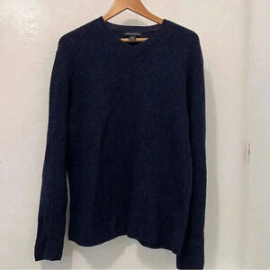 Banana Republic Extra Fine Italian Merino Wool Knit Pullover Sweater Navy Blue L